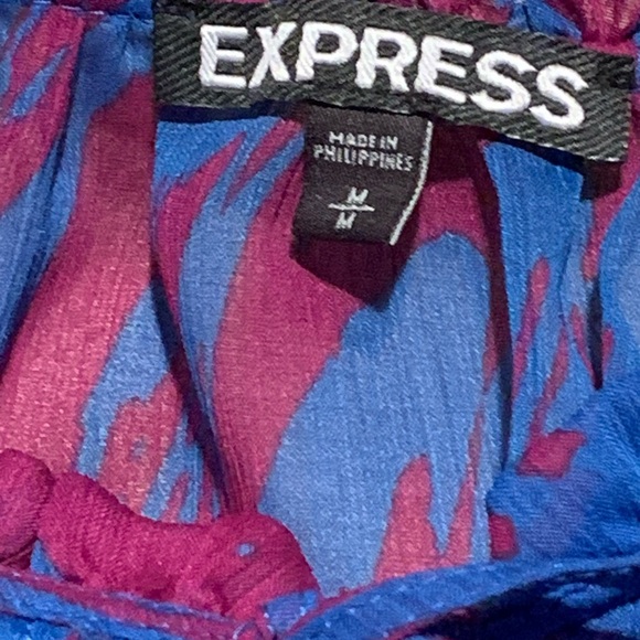 Lot of cute sheer tops sz Med Express blue purple black plaid brown snake print - Picture 6 of 15